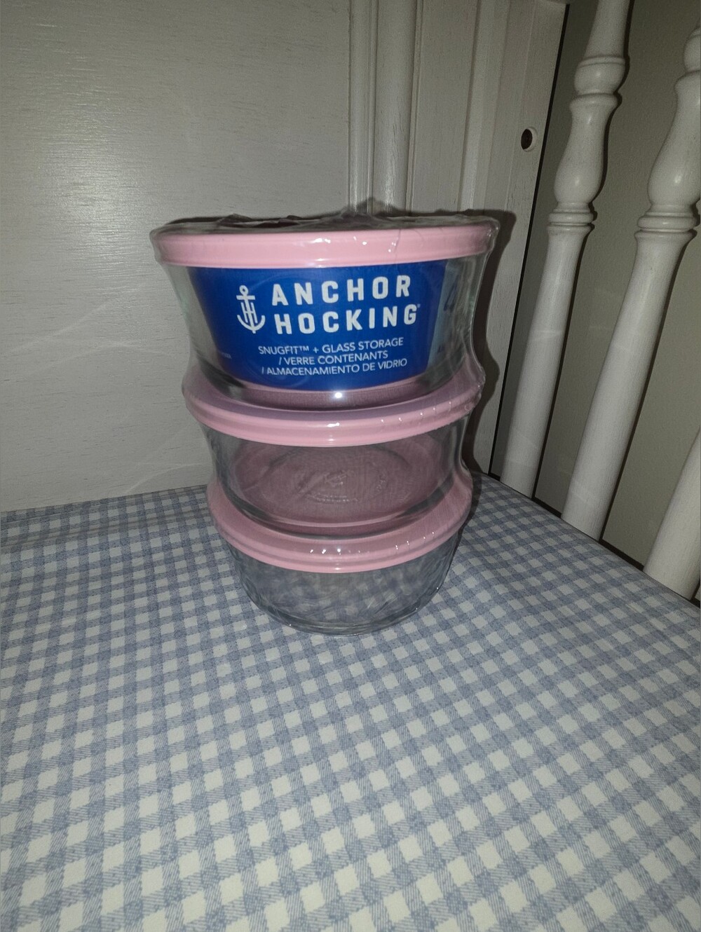 Anchor Hocking Glass Storage Bowls With Pink Snug Fit Lids 4 Cup